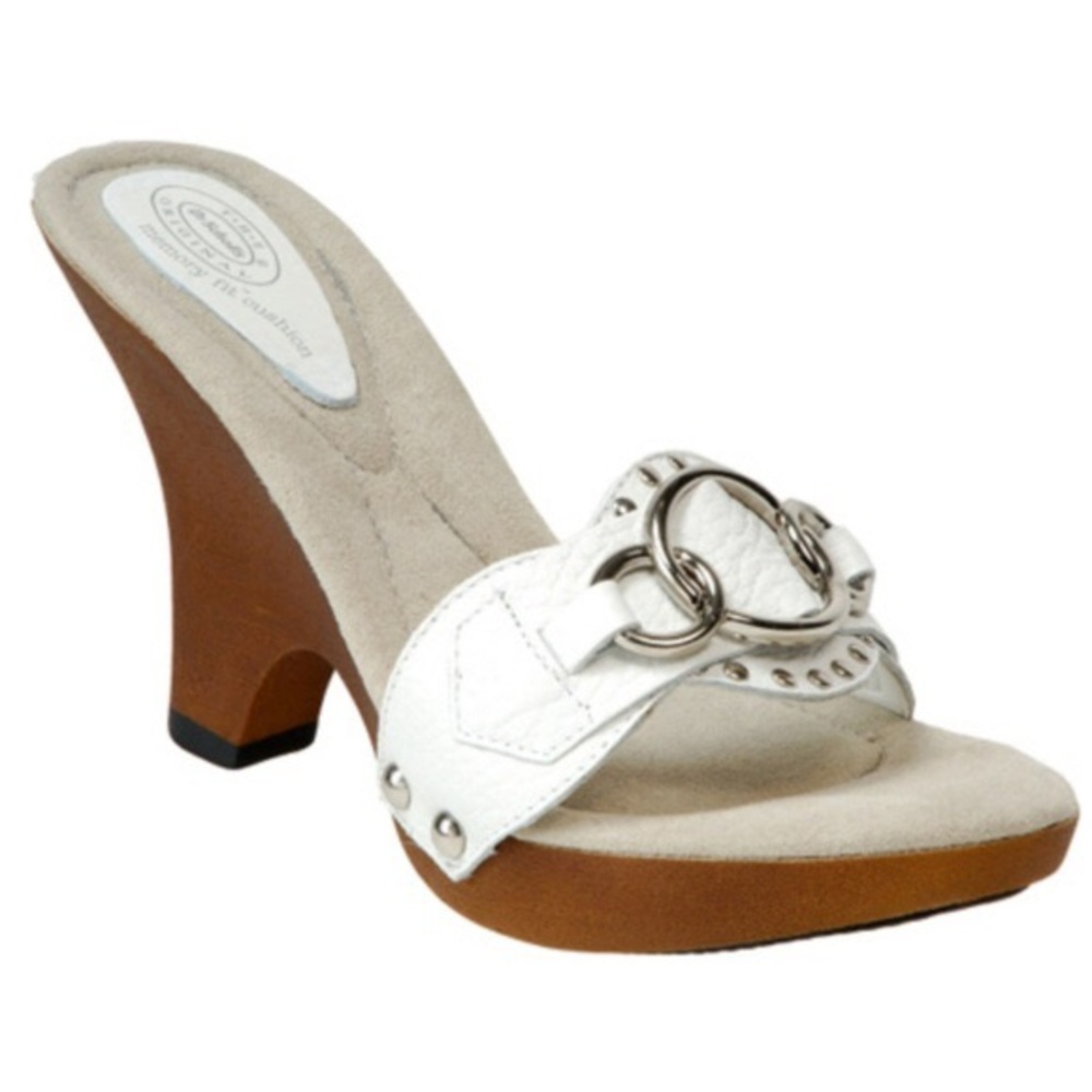 Dr. Scholls Jubille slide, buckle and wood wedge